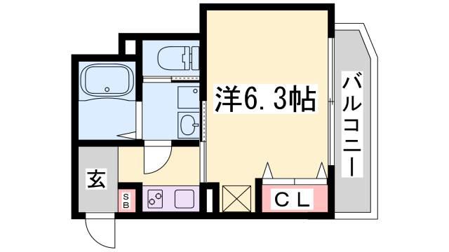 ワコーレヴィアーノ須磨月見山(ワンルーム/1階)の間取り写真
