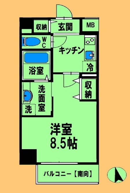 AZALEA(1K/4階)の間取り写真