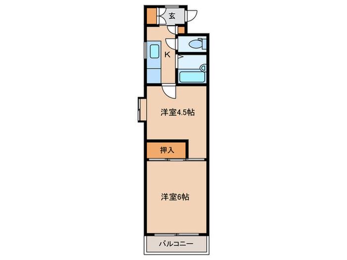 グレープハイツ(2K/1階)の間取り写真