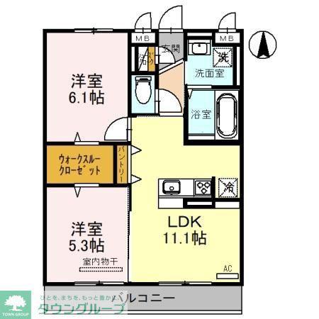 セリジエ(2LDK/1階)の間取り写真