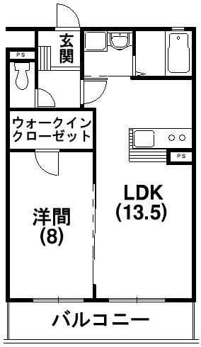 サンライズ布橋(1LDK/1階)の間取り写真