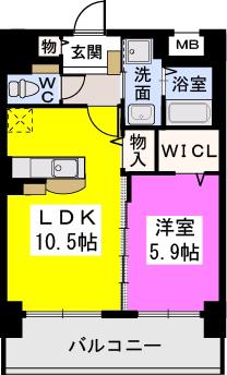 アランチーノ柚(1LDK/9階)の間取り写真