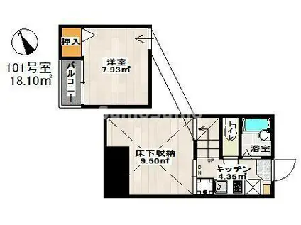 スマイルコート箱崎(1K/1階)の間取り写真