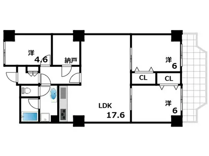 フドウ東芦屋ハイツ(3LDK/5階)の間取り写真