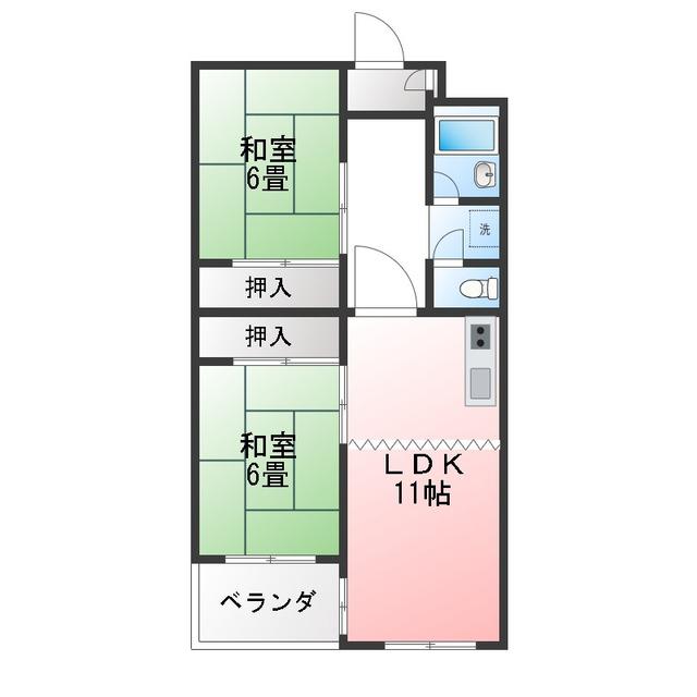 LINOA COURT(2LDK/3階)の間取り写真