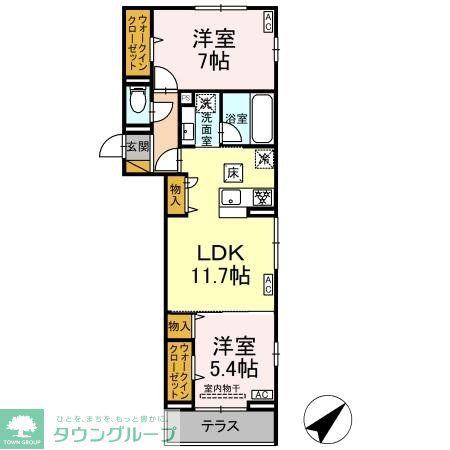 フレアII(2LDK/1階)の間取り写真