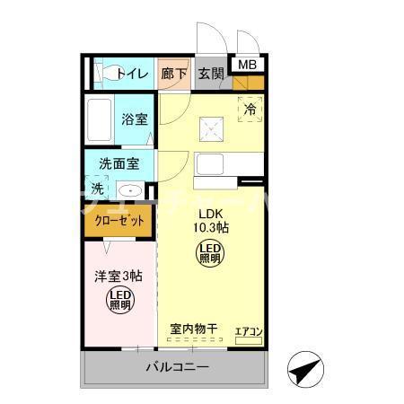 グランシャリオ(1LDK/1階)の間取り写真