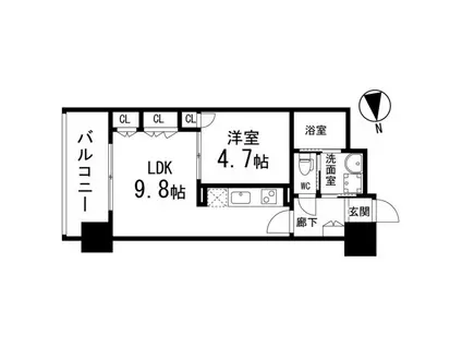 ディークレスト太子堂駅前イースト(1LDK/10階)の間取り写真