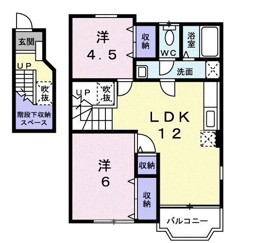 サンフラワー・U(2LDK/2階)の間取り写真