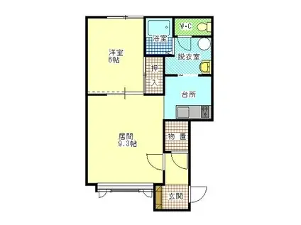 第1大雪マンション(1LDK/1階)の間取り写真