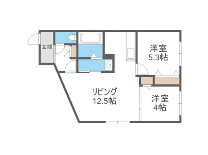 プレスタ本郷通9丁目北MS(2LDK/3階)の間取り写真