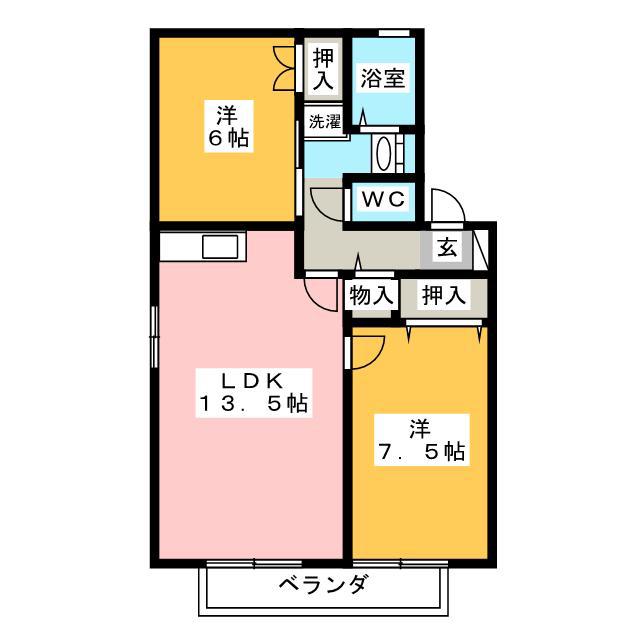 ファミーユ21C棟(2LDK/1階)の間取り写真