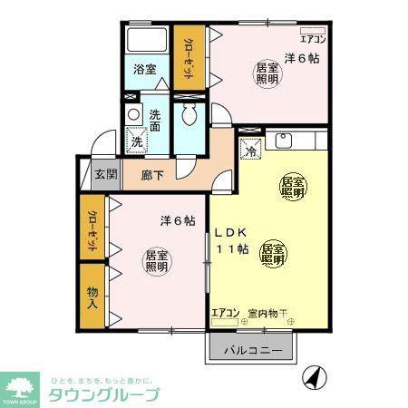 グランシャリオ(2LDK/2階)の間取り写真