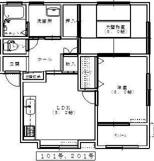 クレベール(2DK/1階)の間取り写真