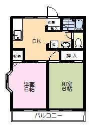 ルネス栗谷(2DK/1階)の間取り写真