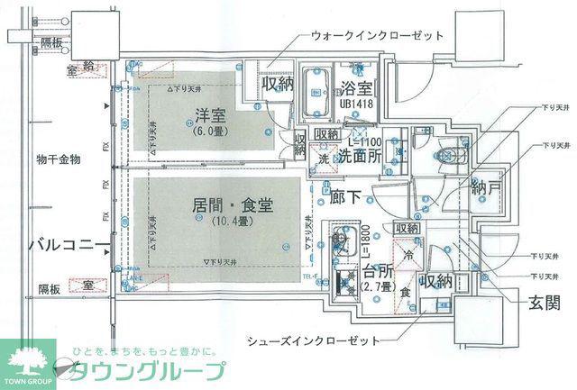 グランドシティタワー池袋(1LDK/11階)の間取り写真