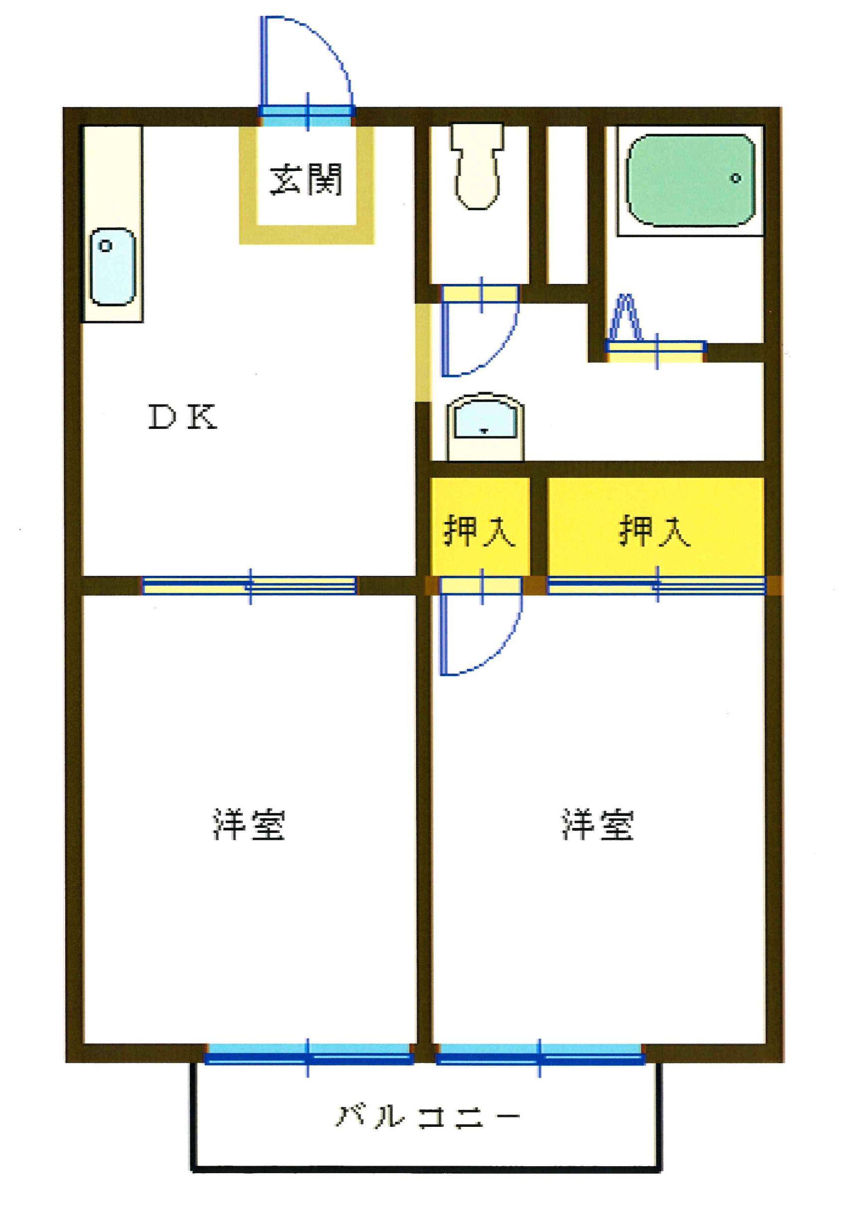 楠野ハイツ(2DK/2階)の間取り写真