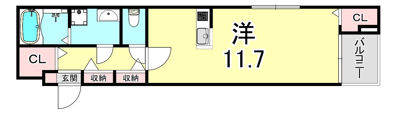 イーストブルー六番館(ワンルーム/4階)の間取り写真