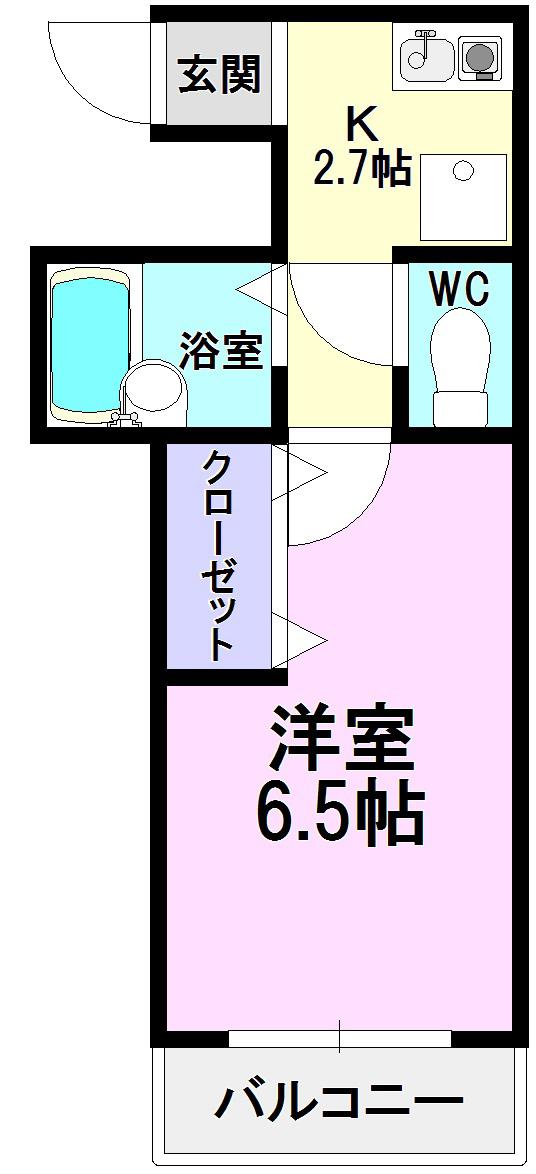 ハーモニアス高蔵寺(1K/2階)の間取り写真