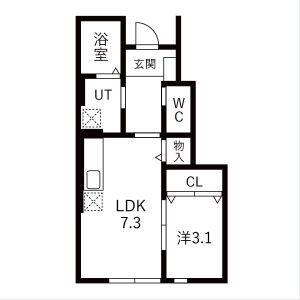 ブラストII(1LDK/1階)の間取り写真