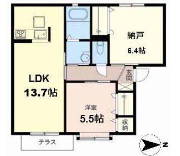 シャルムメゾン(2LDK/1階)の間取り写真
