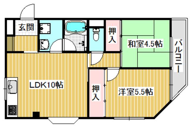 ファゼンダ宮野(2LDK/2階)の間取り写真