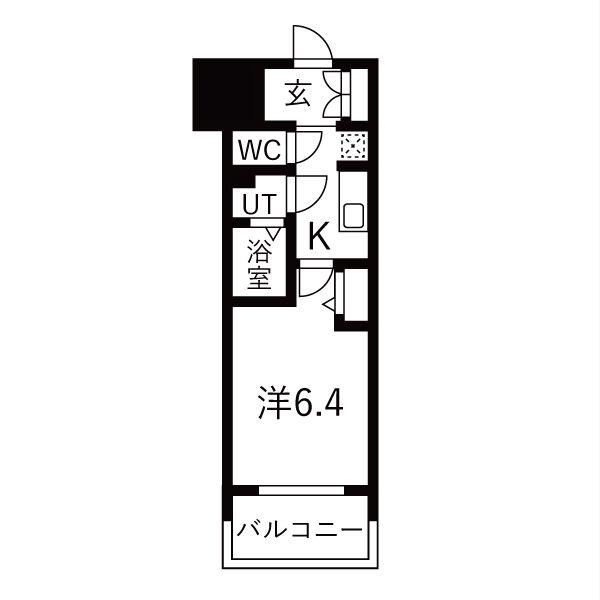 メイクス鶴舞II(1K/8階)の間取り写真