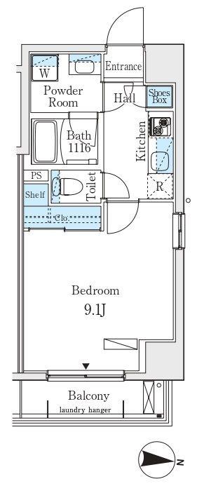 プライマル江東住吉(1K/2階)の間取り写真