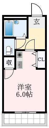 スタンドアップ藤井寺(ワンルーム/4階)の間取り写真