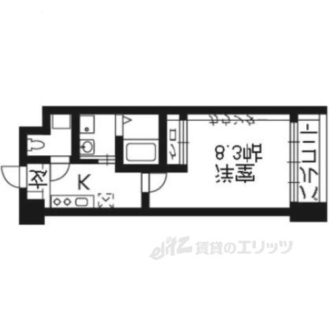 プラネシア京阪出町柳(1K/3階)の間取り写真