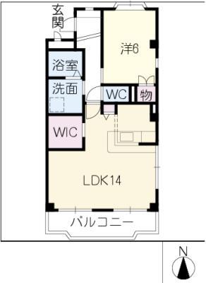 メゾン貴船D棟(1LDK/1階)の間取り写真