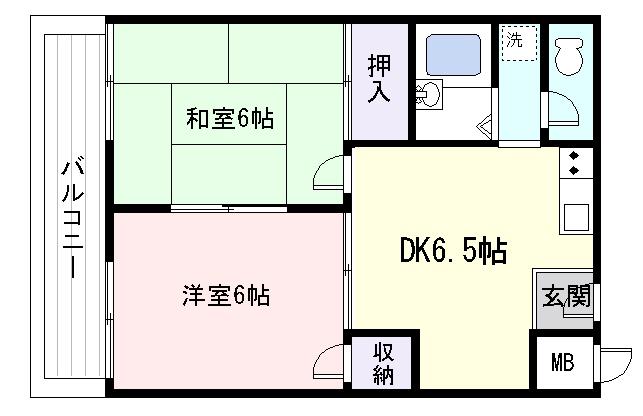 レユシール谷村南上町(2DK/2階)の間取り写真