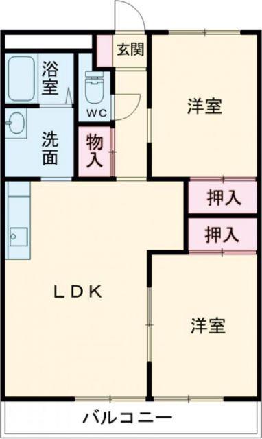グリーンハイツ水戸(2LDK/2階)の間取り写真
