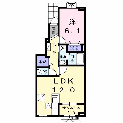 シルエリータII(1LDK/1階)の間取り写真
