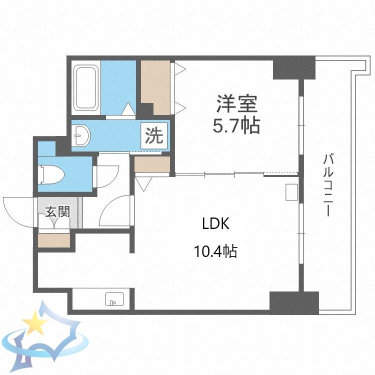 ティアラタワー中島倶楽部(1LDK/25階)の間取り写真