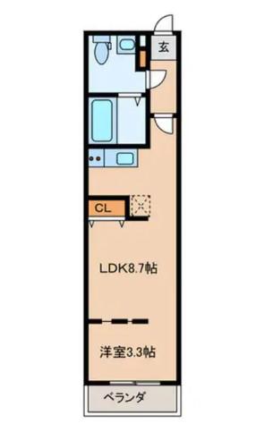 QUADOR西新城西(1LDK/4階)の間取り写真