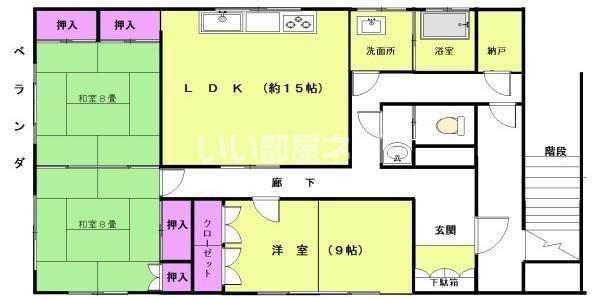 柳原ビル(3LDK/3階)の間取り写真