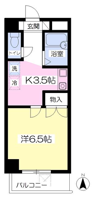 ジュネス北千種(1K/6階)の間取り写真