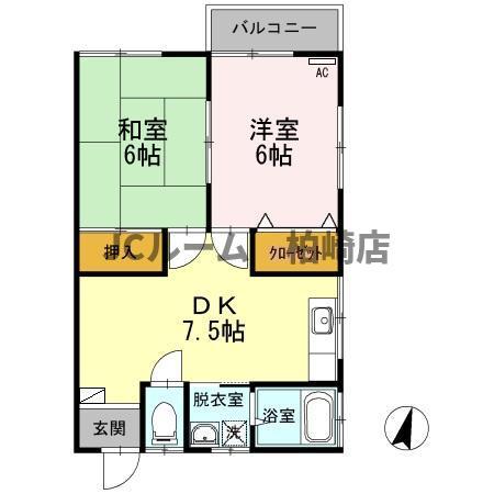 ハイツ臨港 III(2DK/2階)の間取り写真