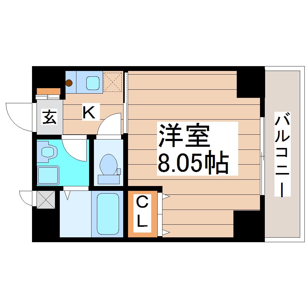 ジュネス一番町(1K/2階)の間取り写真