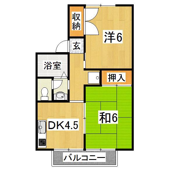 セジュールつつみB棟(2DK/1階)の間取り写真