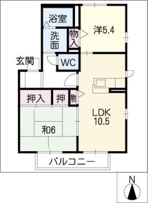 コート・ド・ソレイユB棟(2LDK/2階)の間取り写真
