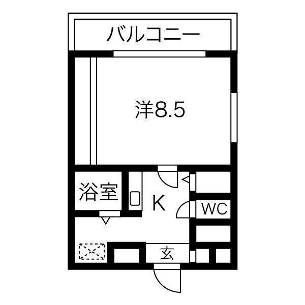 リバティーハイツ(1K/2階)の間取り写真