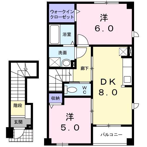 ナトゥーラ(2DK/2階)の間取り写真