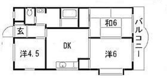 スカイハイツB棟(3DK/3階)の間取り写真