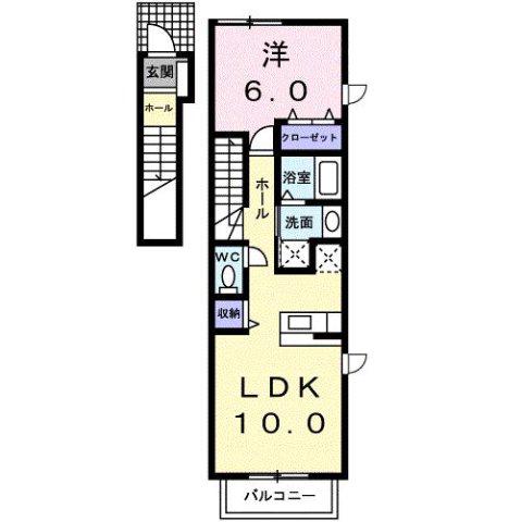 マロンド・花純(1LDK/2階)の間取り写真