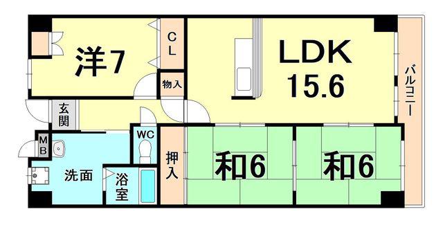 レクシア伊丹(3LDK/5階)の間取り写真