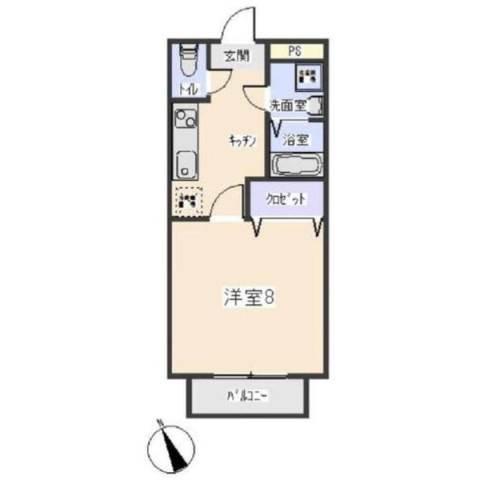 シャトーリ牧御堂 A棟(1K/1階)の間取り写真