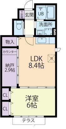 SUNNY FLAT(1LDK/1階)の間取り写真