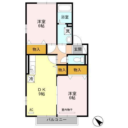 ドエル59(2DK/2階)の間取り写真
